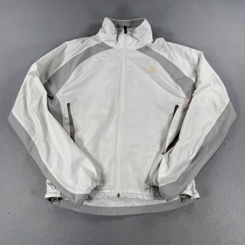 The North Face Flight Series Womens Jacket White Grey Zip Windbreaker Medium